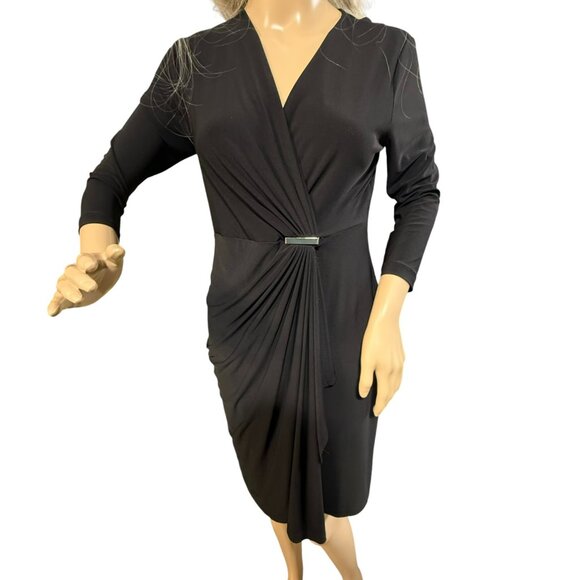 Soho Apparel Ltd. Women's Dress Faux Wrap - Black Size Small - Picture 1 of 7